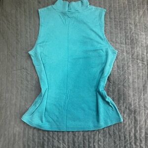 Sky blue sleeveless mock neck